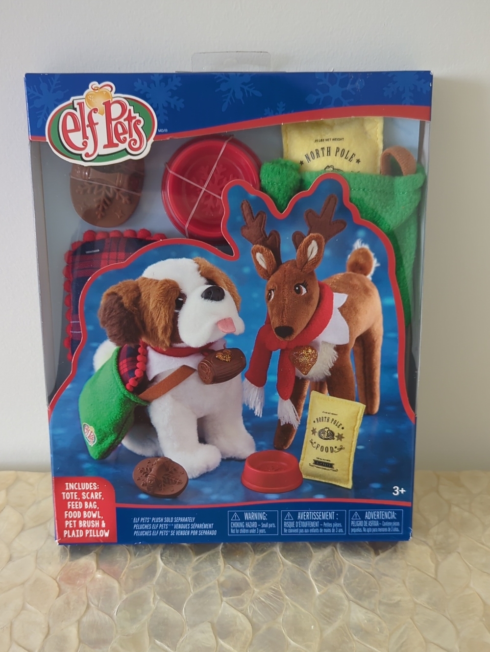 Elf Pets Plush Holiday Dog & Reindeer Set - Brown, White, Green
